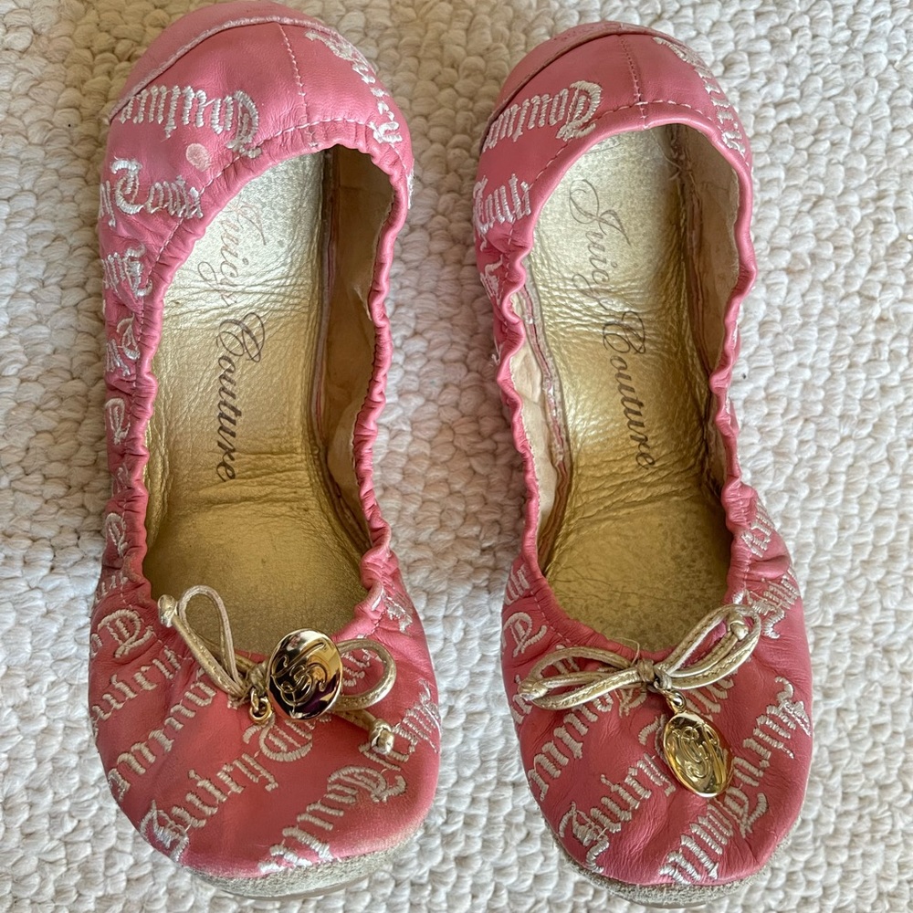 Juicy Couture blush flats with gold accents